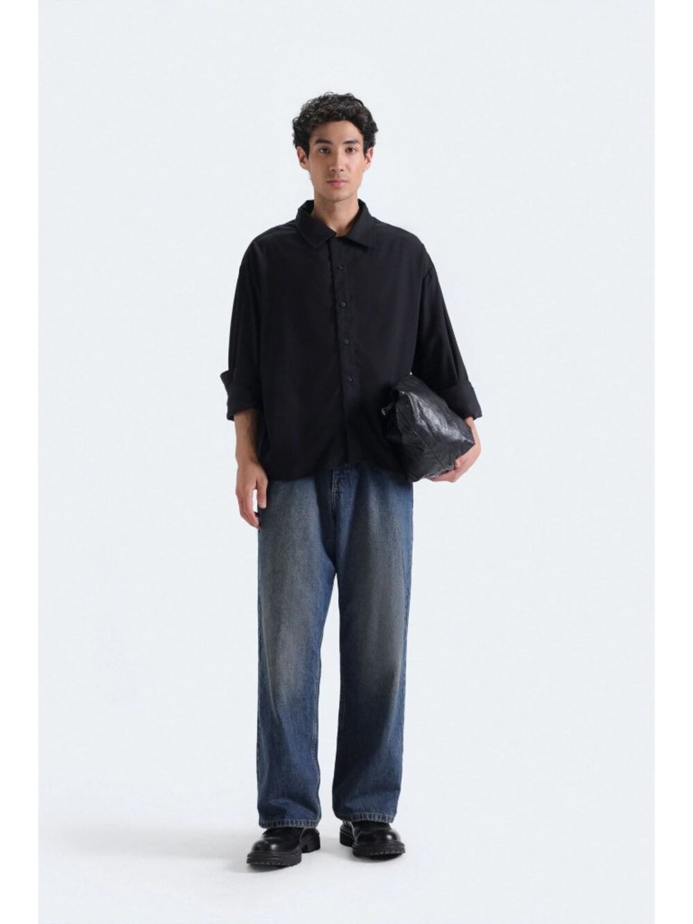 Gap Button-Down Shirt Size Large Black Long Sleeve 100% Cotton